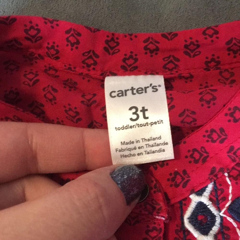 🌖Carters 3t red shorts romper - Picture 3 of 4